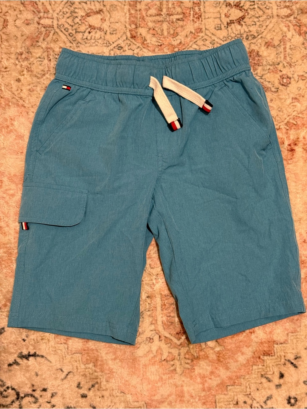 Tommy Hilfiger Teal Blue Kids Drawstring Cargo Shorts